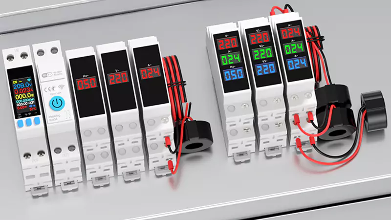 Como ler as leituras de um medidor de eletricidade monofásico montado em trilho