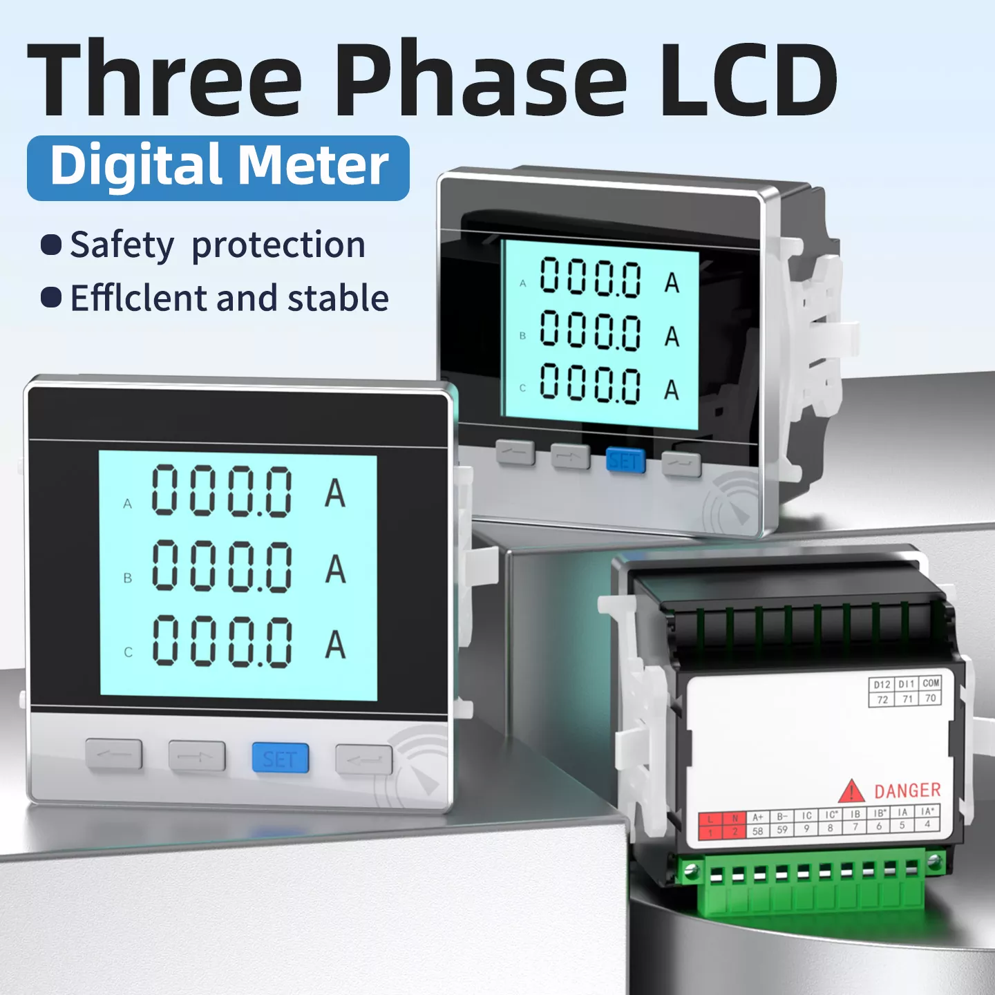 Medidor digital LCD trifásico