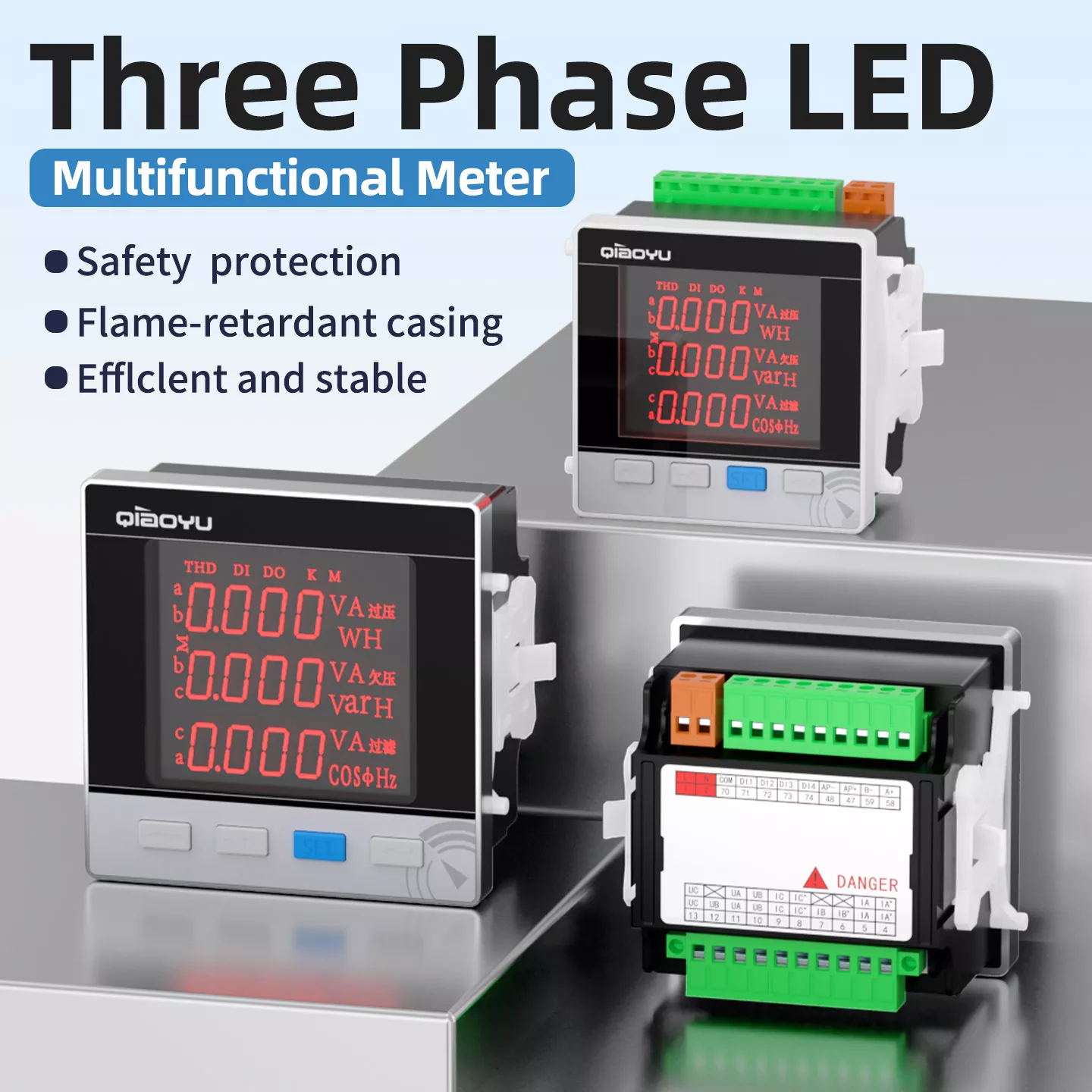 Medidor multifuncional LED trifásico